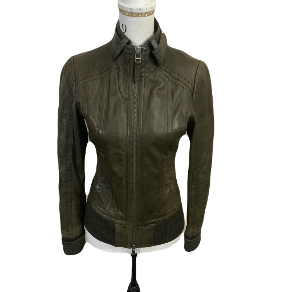 Mackage Fitted Leather Zip Jacket